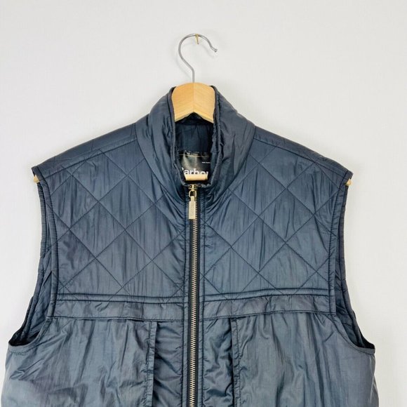 Barbour Vintage Navy Quilted Utility Style Pocket Sleeveless Jacket UK S - Picture 4 of 9